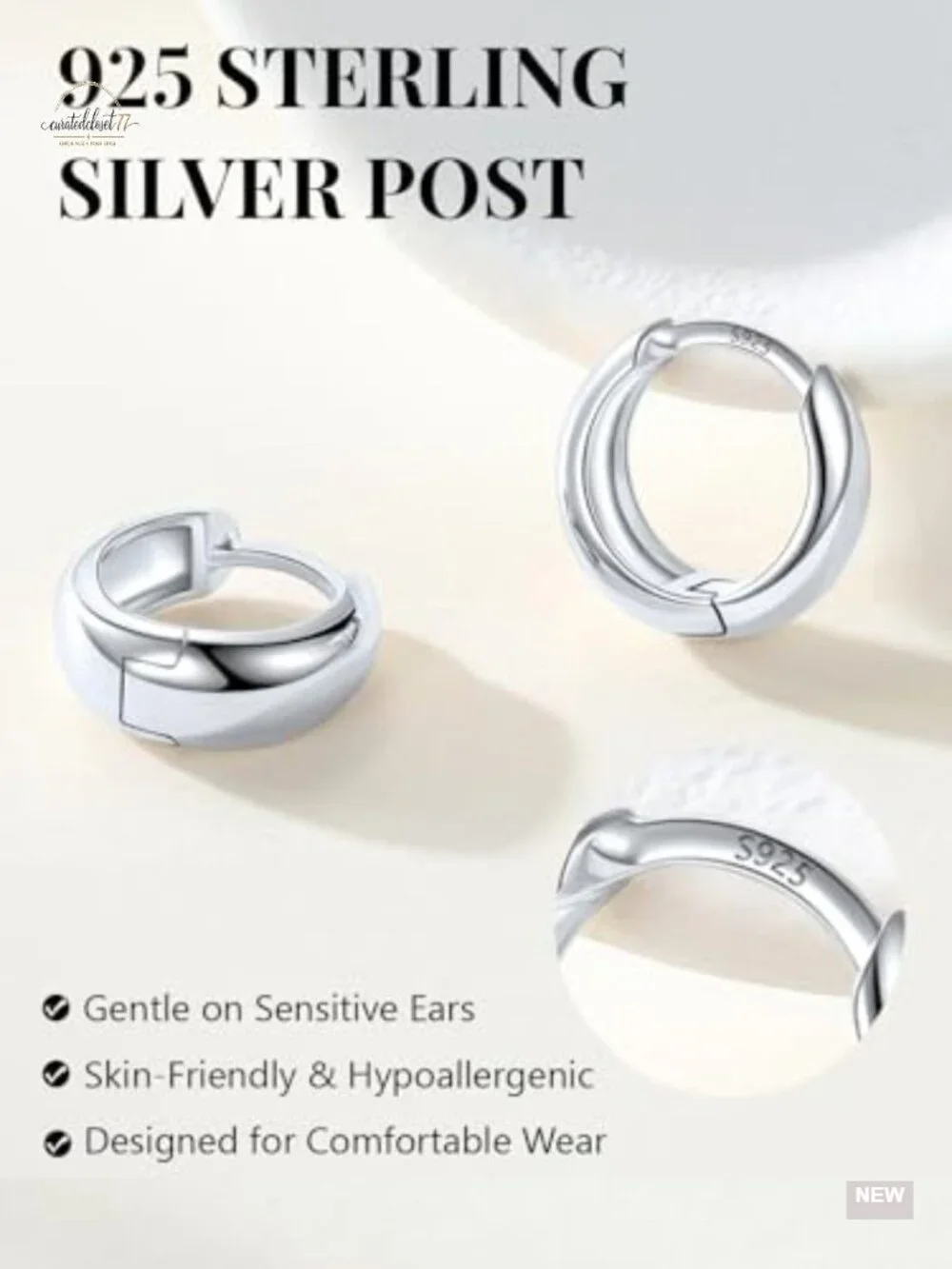 14K Gold Plated Chunky Hoop Earrings Silver Post Hypoallergenic Lightweight